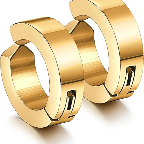Classic Hoop Clip On Earrings - Stylish Non-Piercing Design for All Occasions - Picture 1 of 7